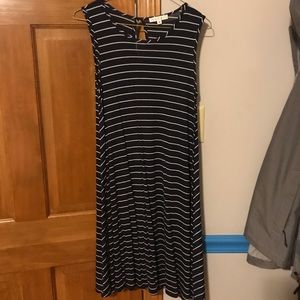Navy and white striped dress
